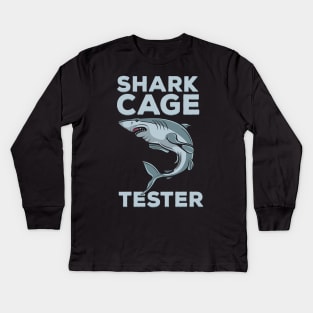 AMPUTEE HUMOR: Shark Cage Tester Kids Long Sleeve T-Shirt